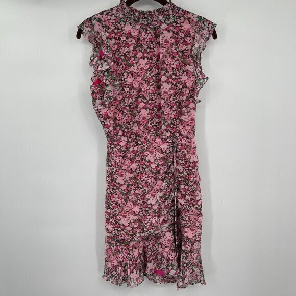 Sam Edelman Womens Dress 0 Floral Pink Sleeveless Casual Lined Preppy Ruffle - Picture 1 of 14